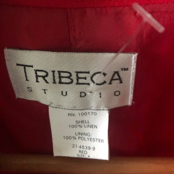 TRIBECA STUDIO 100% LINEN cherry red blazer - Picture 2 of 3
